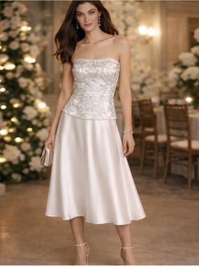 ✨ White House | Black Market Medallion Embroidered Bustier – Luxe Satin ✨